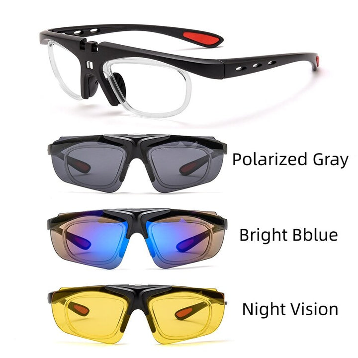 KatKani Unisex Full Rim Square Ultem Sport Eyeglasses With Polarized Clip On Sunglasses 2320T Clip On Sunglasses KatKani Eyeglasses Default Title  