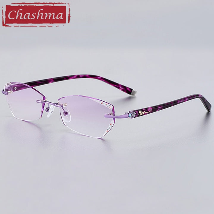Chashma Women's Rimless Rectangle Titanium Frame Eyeglasses 58069 Rimless Chashma Purple  