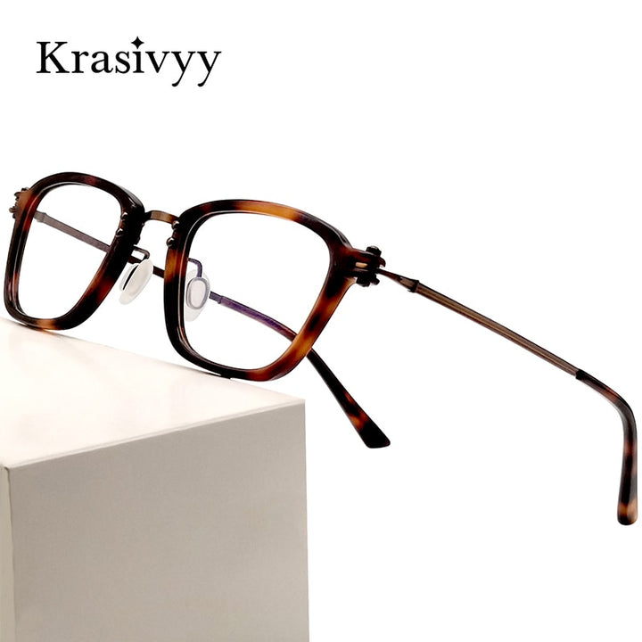 Krasivyy Unisex Full Rim Square Titanium Acetate Eyeglasses Rlt5880 Full Rim Krasivyy   