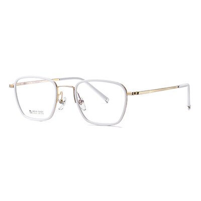 Ralferty Unisex Full Rim Irregular Square Acetate Titanium Eyeglasses D2319 Full Rim Ralferty C4 White China 