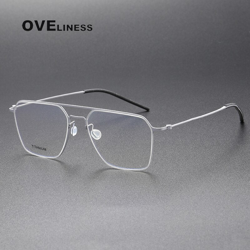 Oveliness Unisex Full Rim Square Double Bridge Titanium Eyeglasses 5517 Full Rim Oveliness silver  