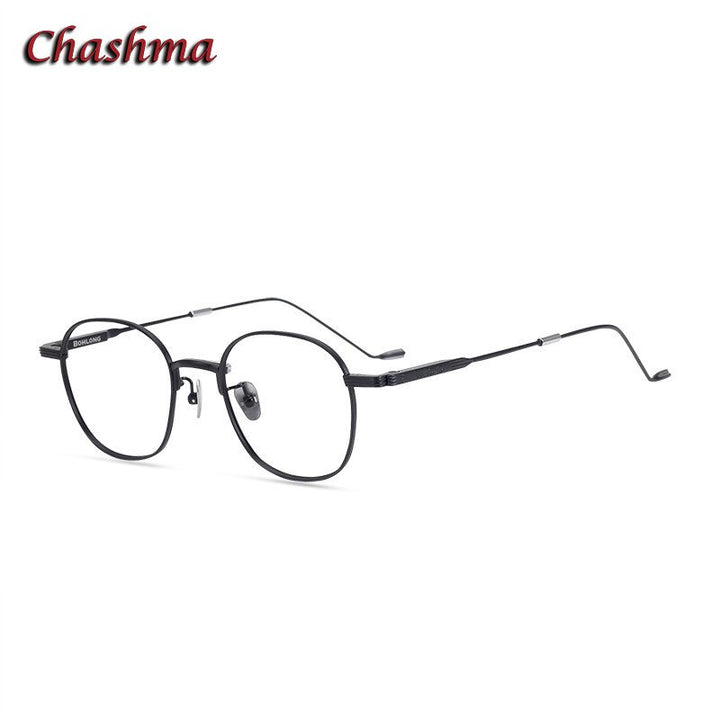 Chashma Ochki Unisex Full Rim Round Square Titanium Eyeglasses 022 Full Rim Chashma Ochki Black  