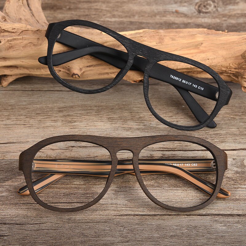 Hdcrafter Unisex Full Rim Square Bamboo Wood Eyeglasses Ta25912 Full Rim Hdcrafter Eyeglasses   