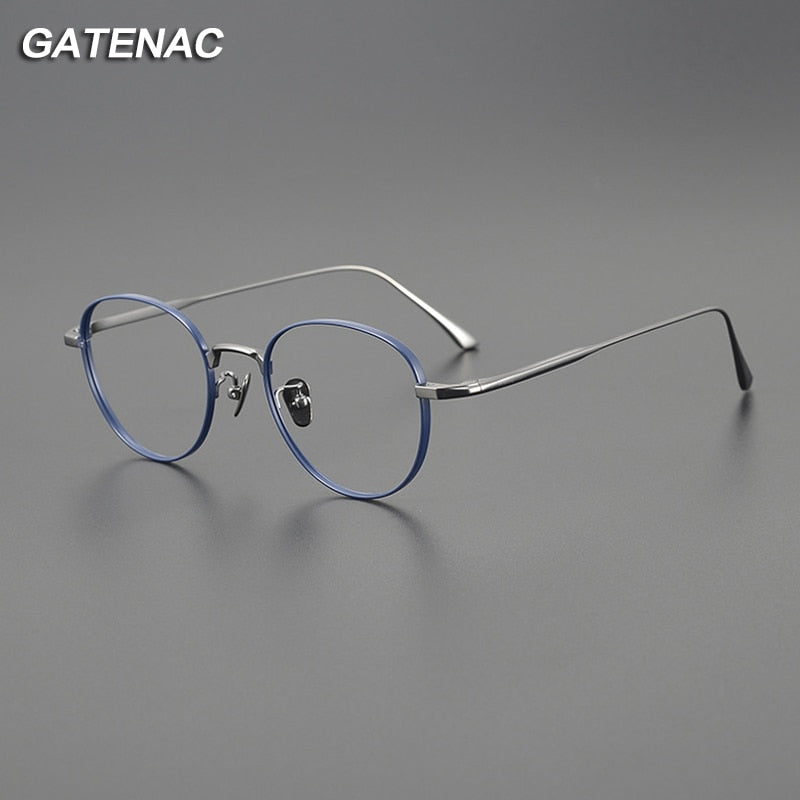 Gatenac Unisex Full Rim Round Titanium Eyeglasses Gxyj1098 Full Rim Gatenac   