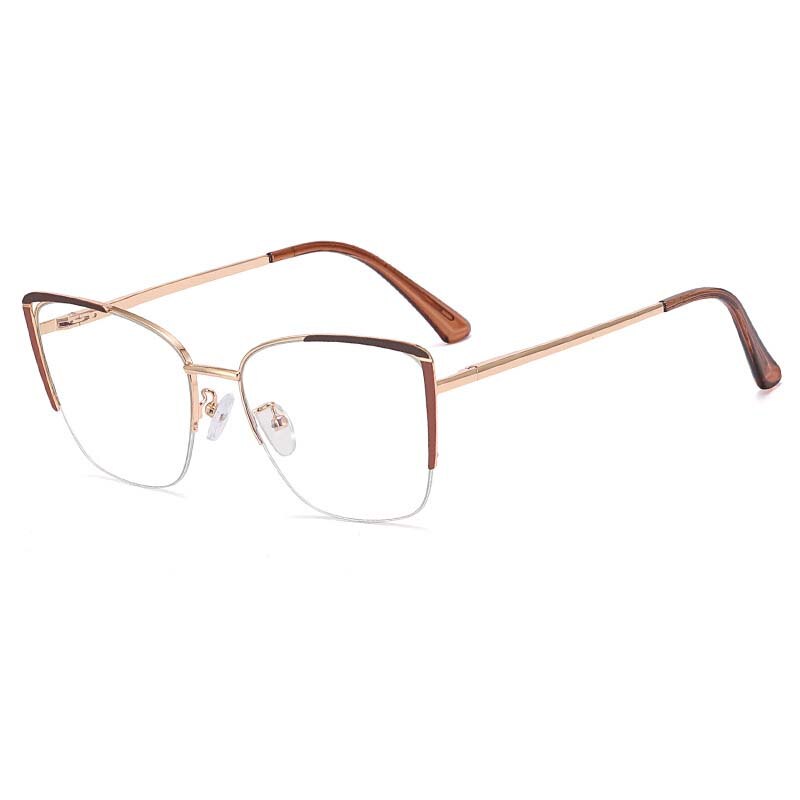 CCSpace Women's Full Rim Square Cat Eye Tr 90 Titanium Eyeglasses 55030 Full Rim CCspace China Coffee 