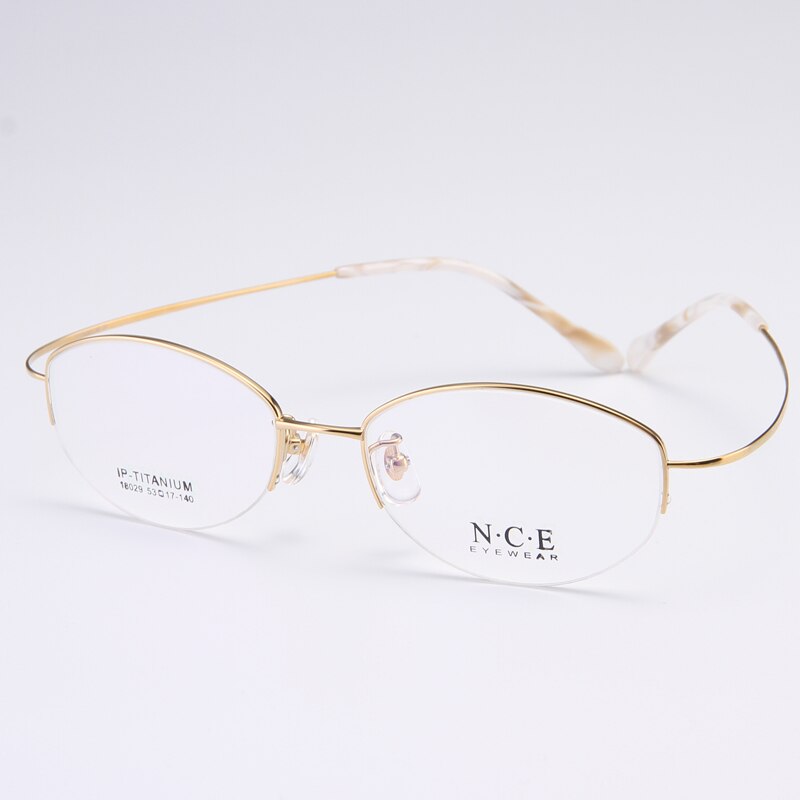 Bclear Women's Semi Rim Titanium Oval Eyeglasses Sc18029 Semi Rim Bclear Gold  