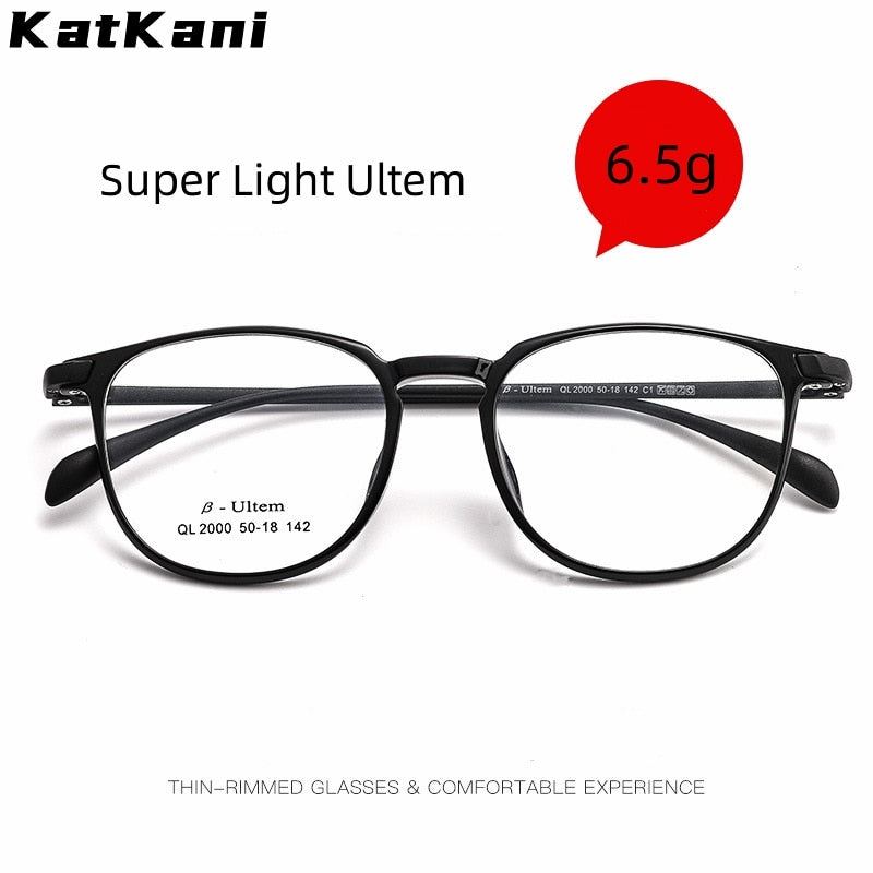 KatKani Unisex Full Rim Square Big Ultem Eyeglasses 2000ql Full Rim KatKani Eyeglasses   