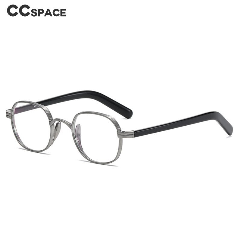 CCSpace Unisex Full Rim Irregular Round Acetate Titanium Eyeglasses 53314 Full Rim CCspace   