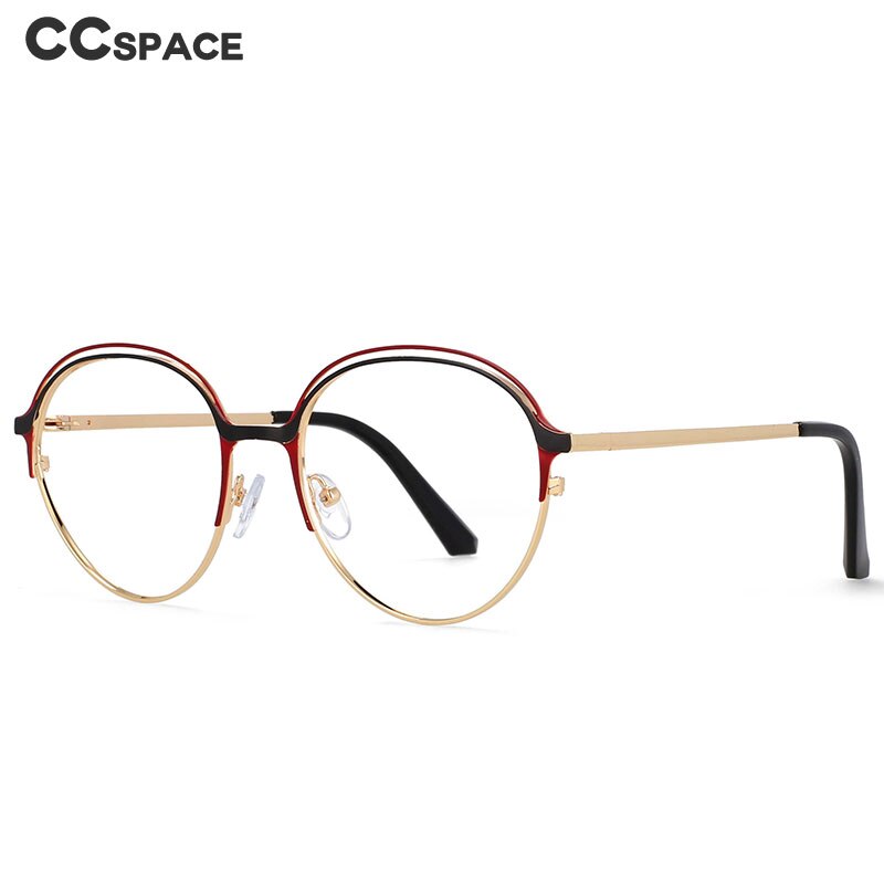 CCSpace Women's Full Rim Round Alloy Frame Eyeglasses 54559 Full Rim CCspace   