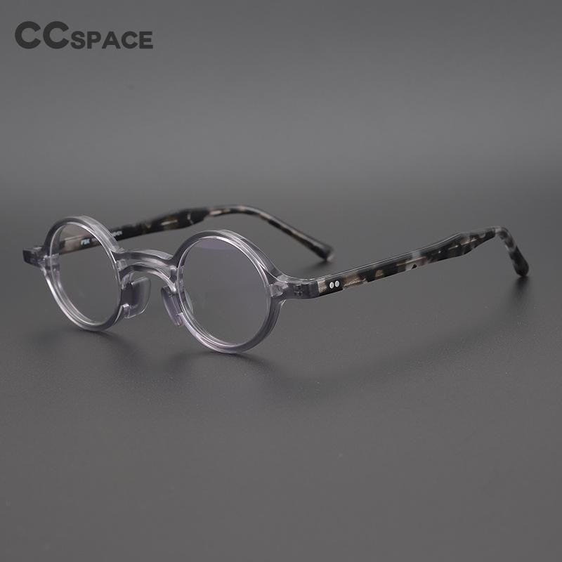 CCSpace Unisex Full Rim Handcrafted Round Acetate Eyeglasses 55670 Full Rim CCspace   