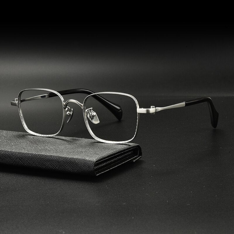 Gatenac Unisex Full Rim Irregular Square Titanium Eyeglasses Gxyj935 Full Rim Gatenac Silver  