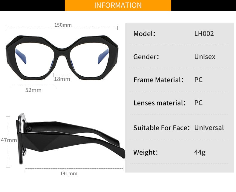 Cubojue Unisex Full Rim Square Cat Eye Tr 90 Titanium Myopic Reading Glasses Cl002b Reading Glasses Cubojue   