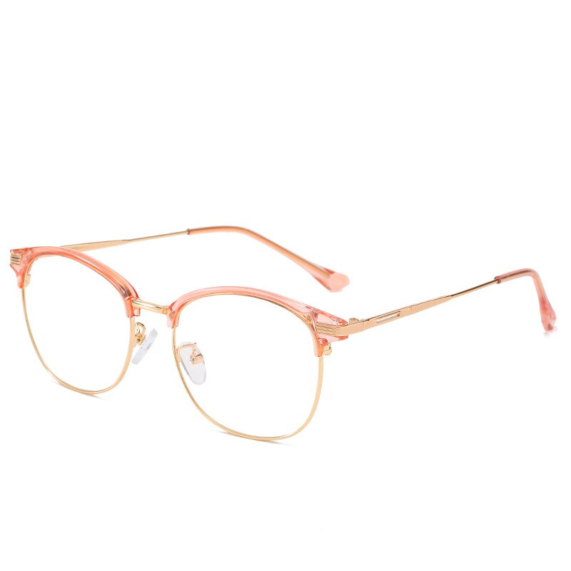 CCSpace Women's Full Rim Round Square Alloy Eyeglasses 54660 Full Rim CCspace Clear-Pink China 