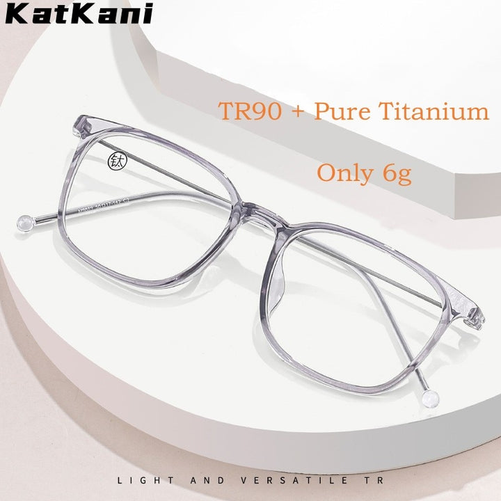KatKani Unisex Full Rim Square Tr 90 Titanium Eyeglasses M9889 Full Rim KatKani Eyeglasses   