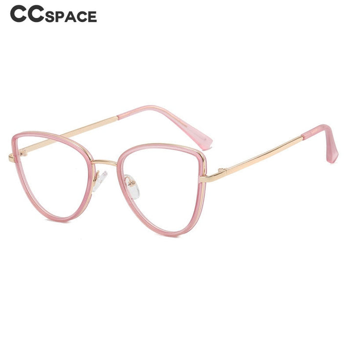 CCSpace Unisex Full Rim Square Cat Eye Alloy Eyeglasses 55626 Full Rim CCspace   