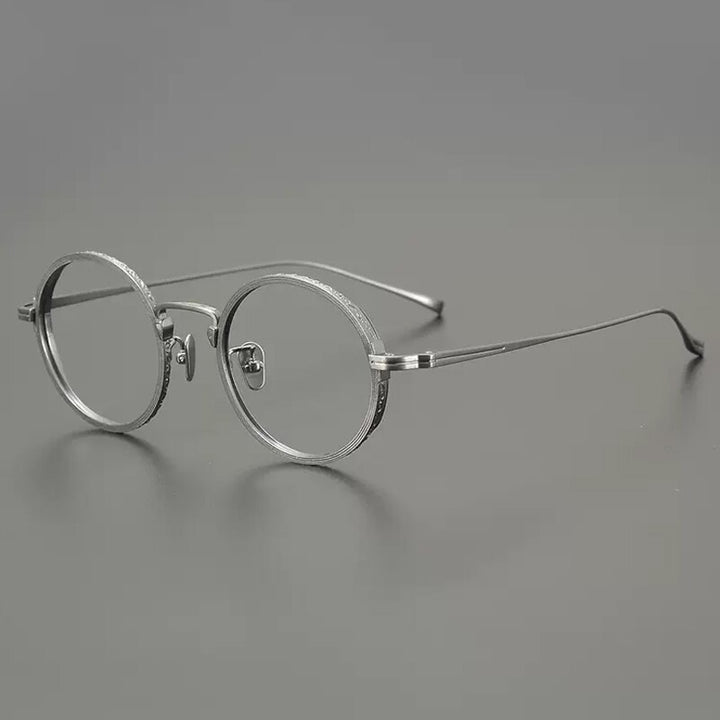Gatenac Unisex Full Rim Round Titanium Eyeglasses Gxyj893 Full Rim Gatenac Silver  