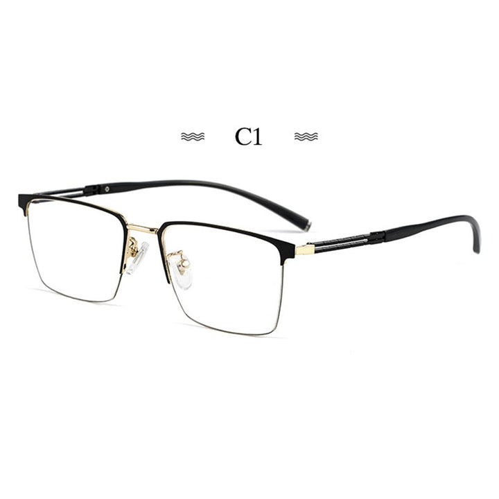 Hotochki Men's Full Rim Square Tr 90 Titanium Frame Eyeglasses T8610t Full Rim Hotochki white  
