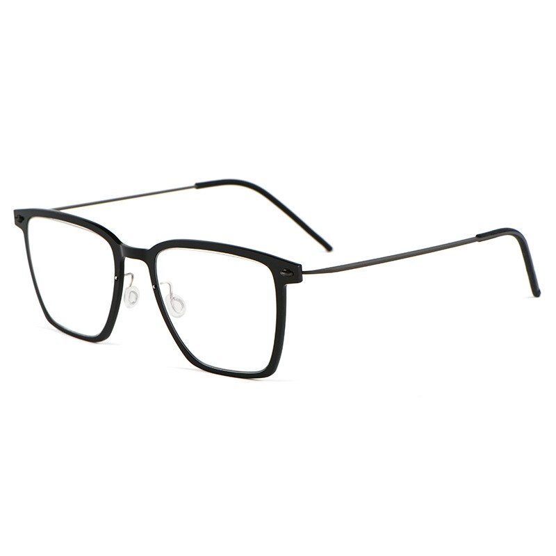 Yimaruili Unisex Full Rim Square Screwless Titanium Eyeglasses 6554nd Full Rim Yimaruili Eyeglasses Black Gun  