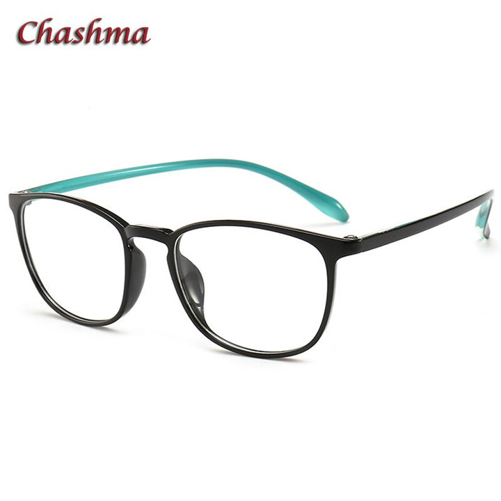 Chashma Unisex Full Rim TR 90 Resin Rectangle Frame Eyeglasses 6062 Full Rim Chashma Black Green  