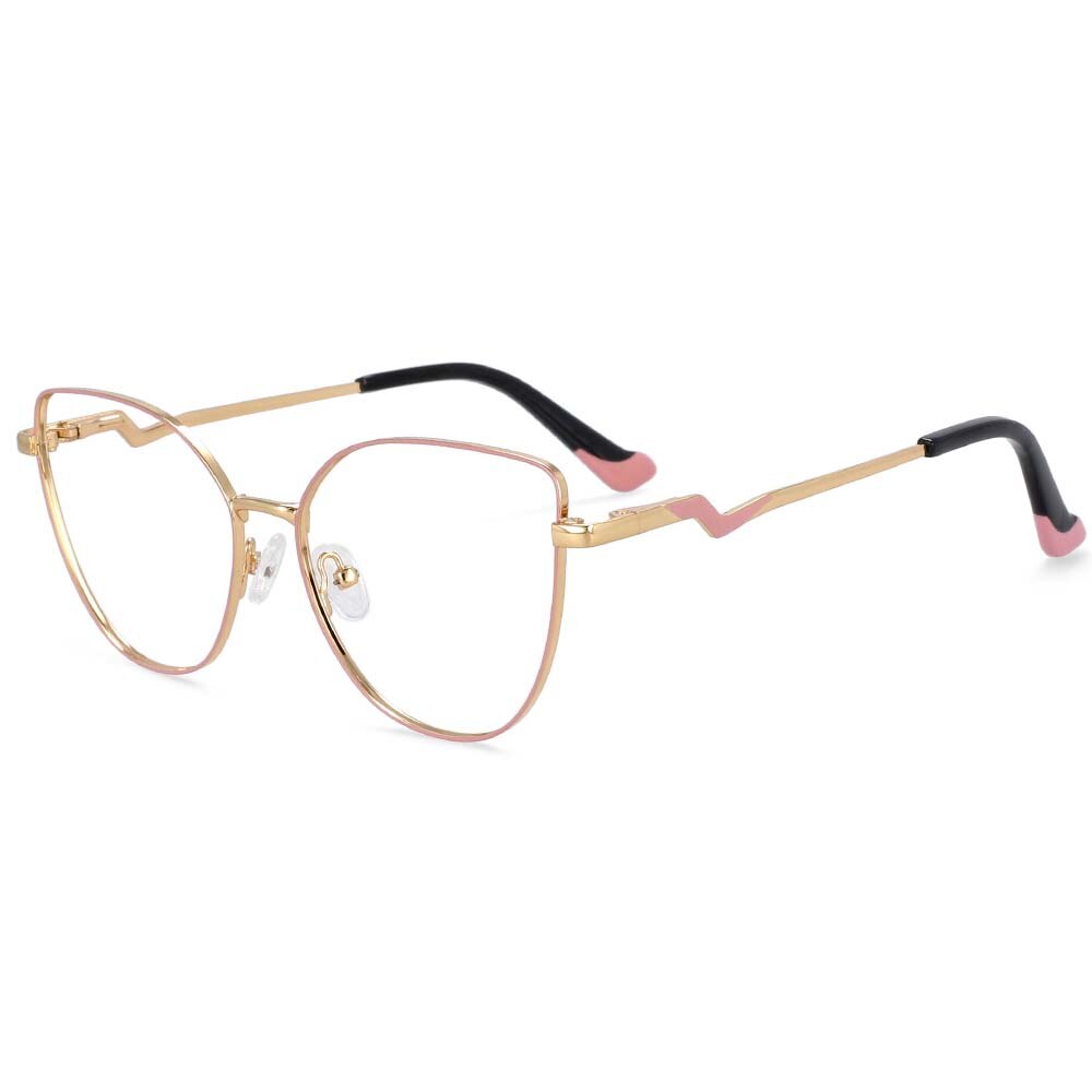 CCspace Women's Full Rim Cat Eye Alloy Frame Eyeglasses 54317 Full Rim CCspace China gold-red 