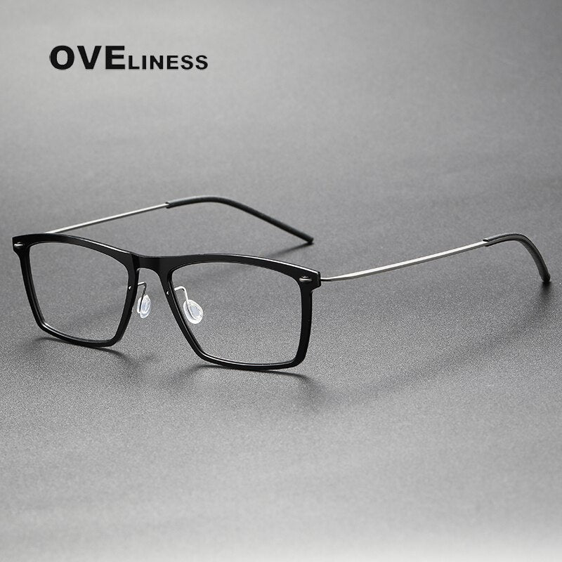 Oveliness Unisex Full Rim Square Titanium Acetate Eyeglasses 6533 Full Rim Oveliness s black gun  