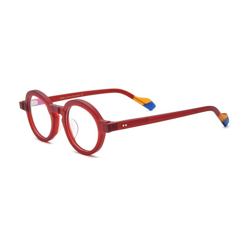 Gatenac Unisex Full Rim Round Brushed Acetate Eyeglasses Gxyj876 Full Rim Gatenac Red  