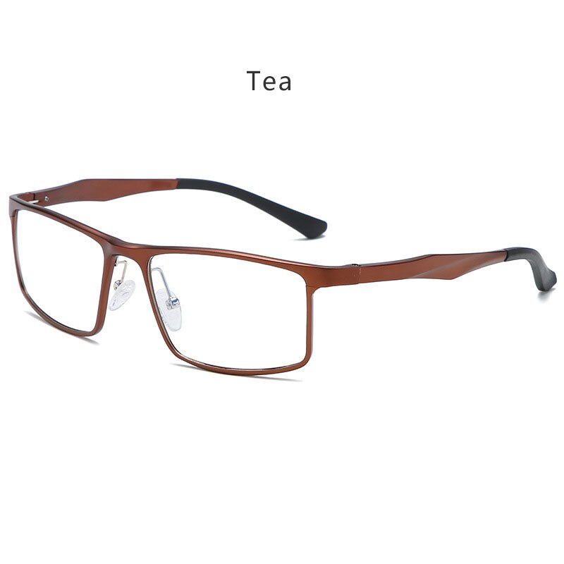 Hdcrafter Men's Full Rim Wide Square Titanium Eyeglasses 14g 664 Full Rim Hdcrafter Eyeglasses Tea  
