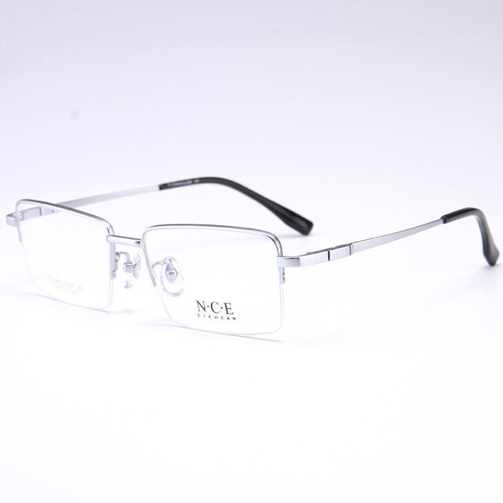 Zirosat Men's Semi Rim Square Titanium Eyeglasses T007 Semi Rim Zirosat silver  