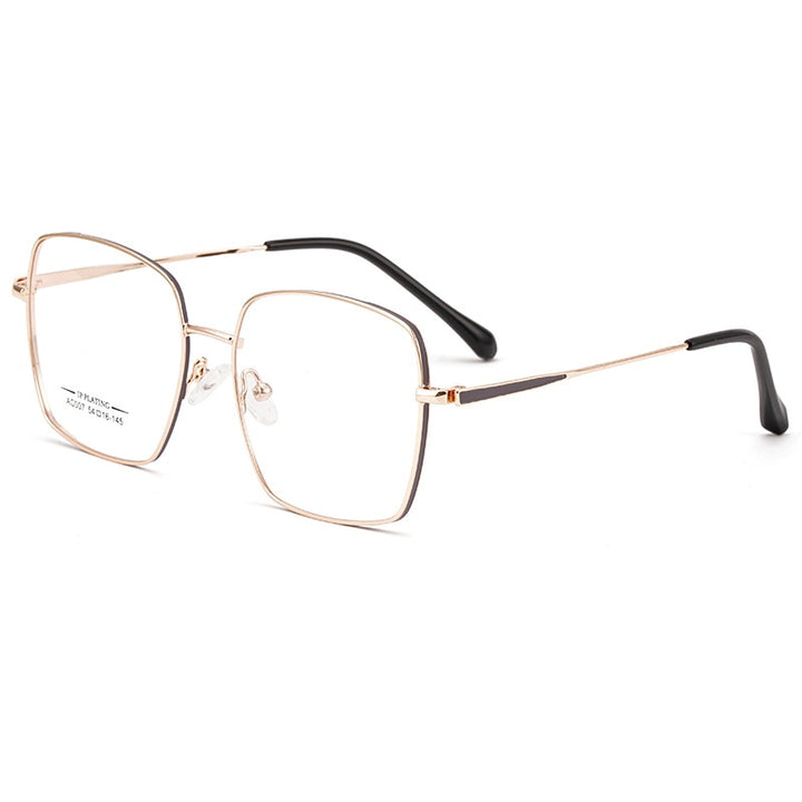 KatKani Unisex Full Rim Square Titanium Alloy IP Plated Frame Eyeglasses Ac007 Full Rim KatKani Eyeglasses Gray Rose Gold  