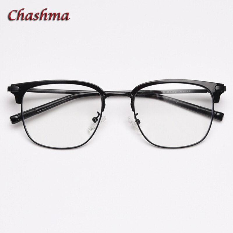 Chashma Ochki Unisex Full Rim Round Square Tr 90 Titanium Eyeglasses 2180 Full Rim Chashma Ochki Black  