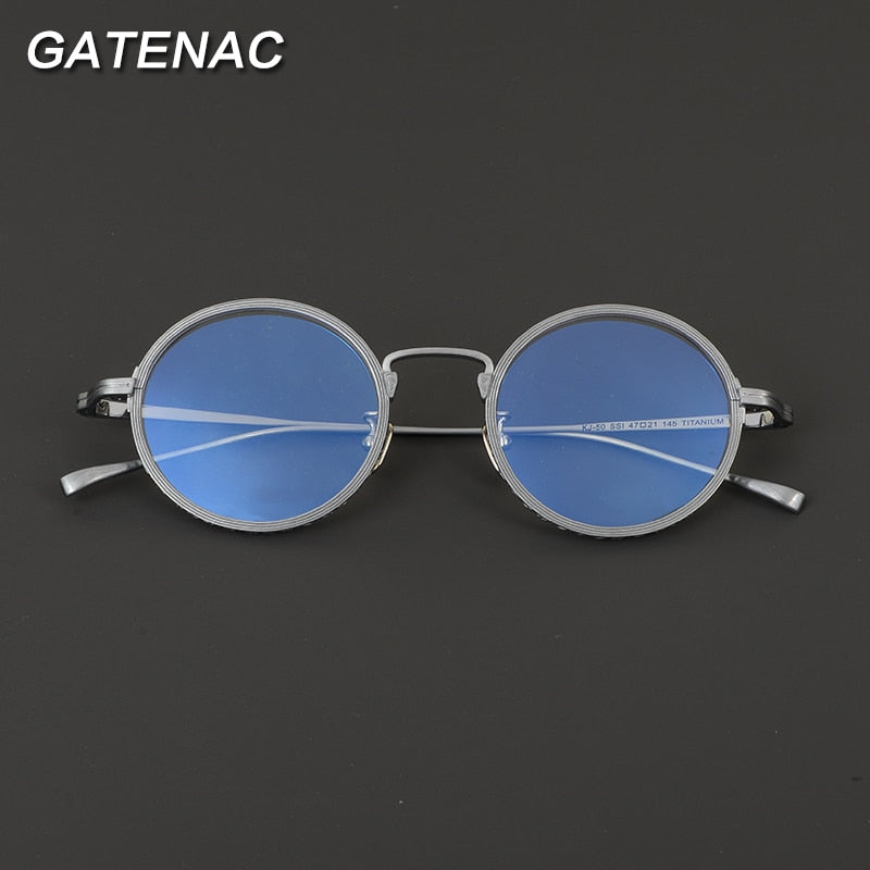 Gatenac Unisex Full Rim Round Titanium Eyeglasses Gxyj878 Full Rim Gatenac   
