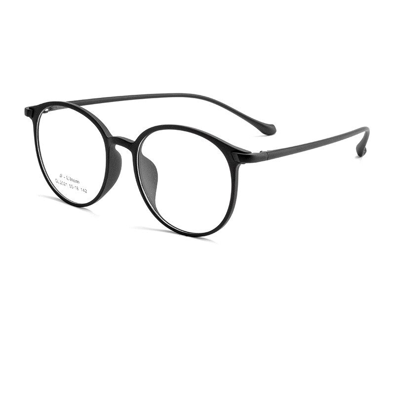 KatKani Unisex Full Rim Round Ultem Steel Eyeglasses 2021ql Full Rim KatKani Eyeglasses Matte Black  
