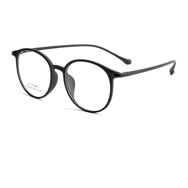 KatKani Unisex Full Rim Round Ultem Steel Eyeglasses 2021ql Full Rim KatKani Eyeglasses Matte Black  