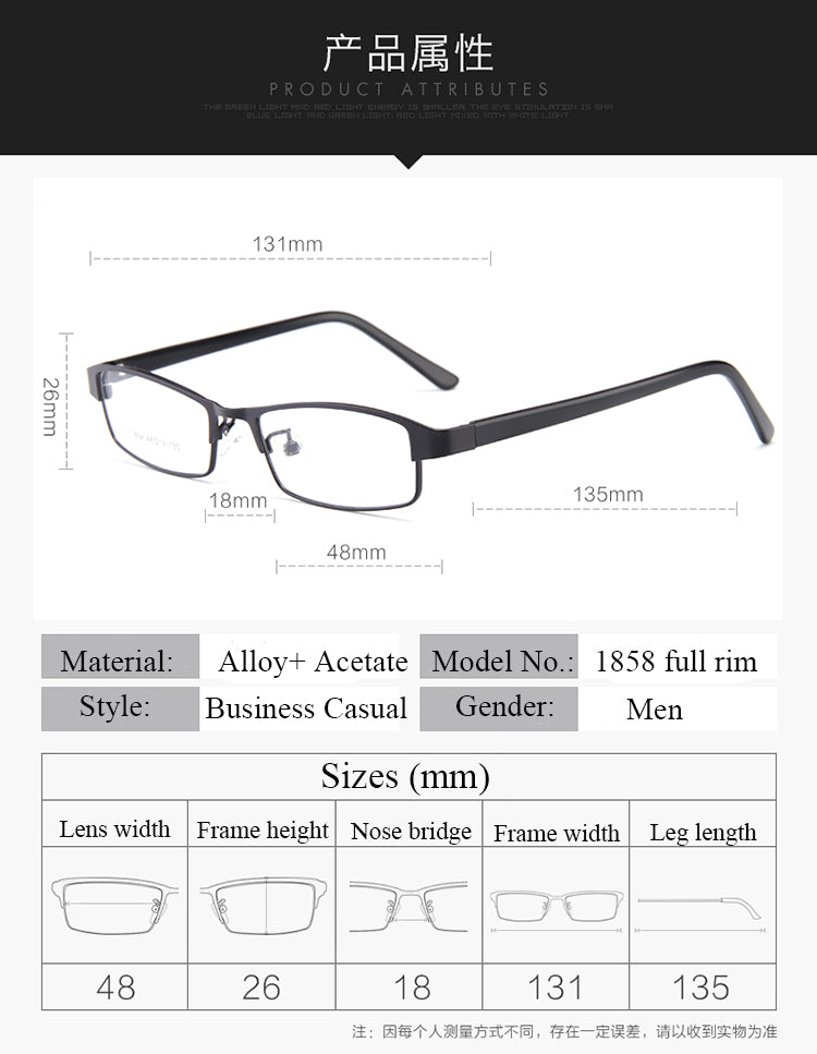 Bclear Men's Full Rim Small Rectangle Alloy Acetate Frame Eyeglasses My1858 Full Rim Bclear   
