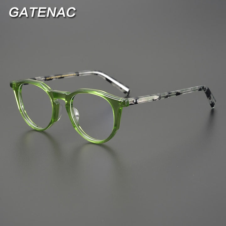 Gatenac Unisex Full Rim Small Round Acetate Eyeglasses Gxyj856 Full Rim Gatenac   