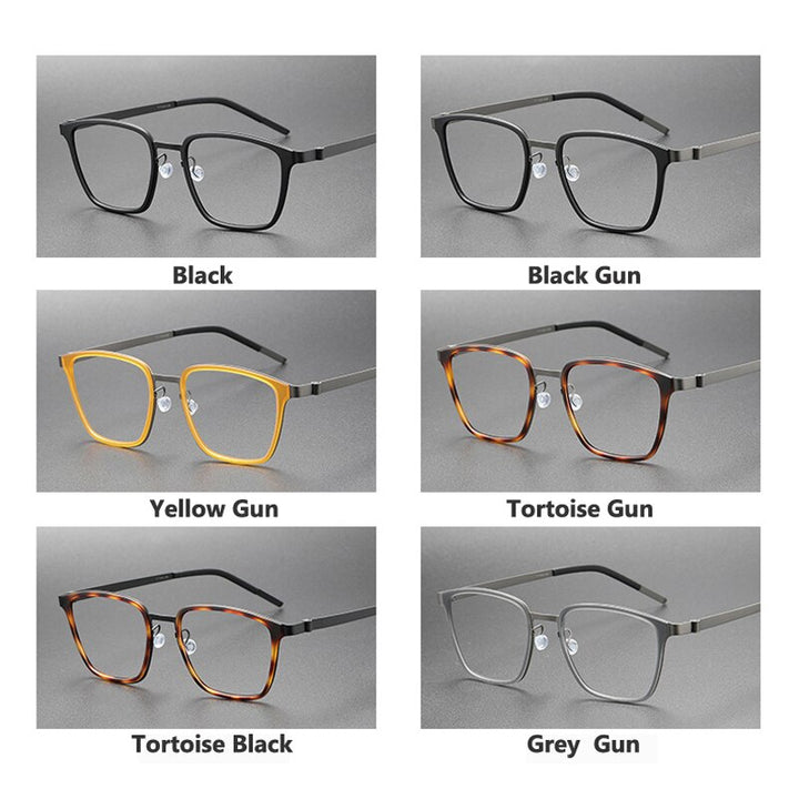 Oveliness Unisex Full Rim Square Screwless Acetate Titanium Eyeglasses 9749 Full Rim Oveliness   