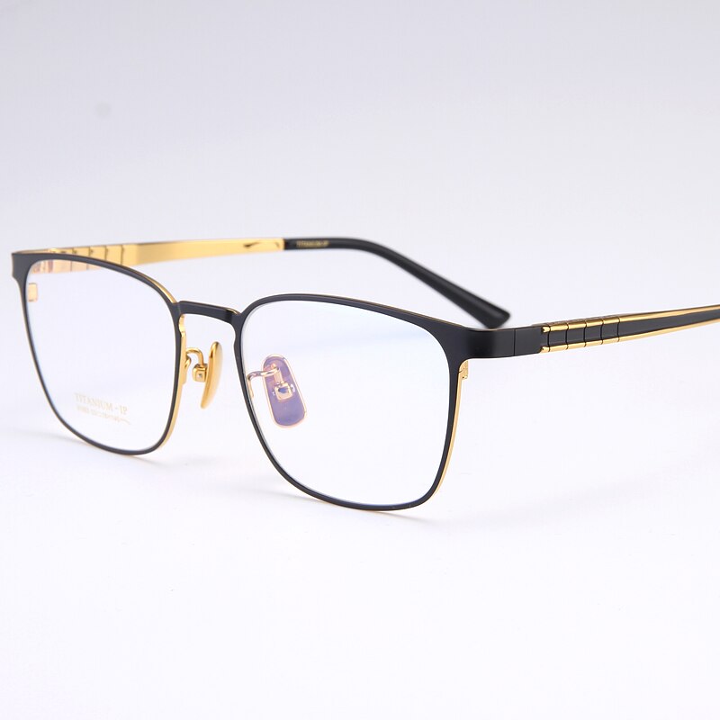 Bclear Men's Full Rim Square Titanium Eyeglasses My91063 Full Rim Bclear Black gold  