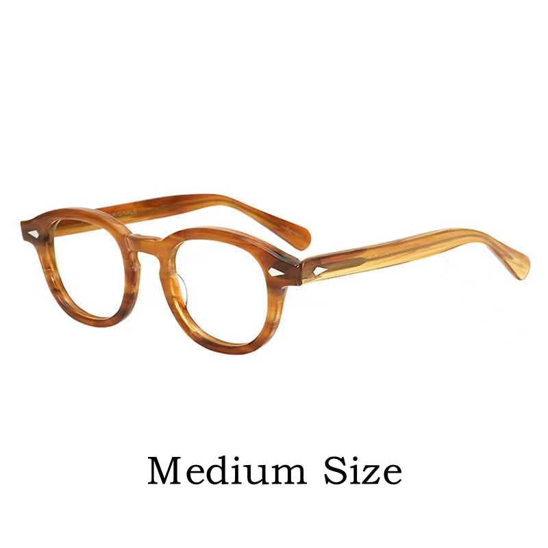 Yimaruili Unisex Full Rim Round Acetate Eyeglasses Three Sizes Y1915 Full Rim Yimaruili Eyeglasses M Linen  