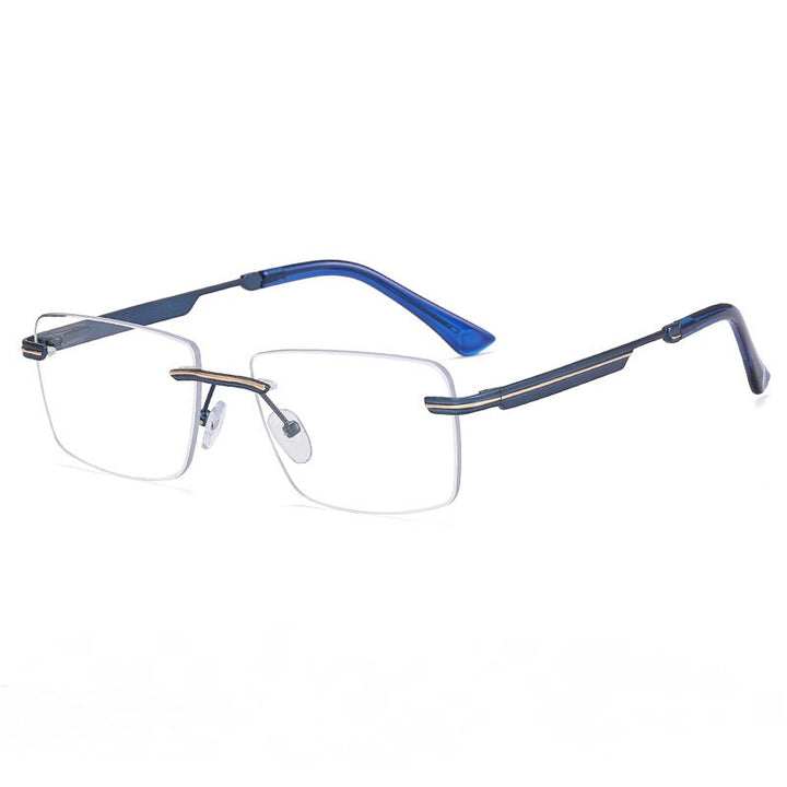 CCspace Unisex Rimless Square Alloy Eyeglasses 55384 Rimless CCspace China C6Blue 