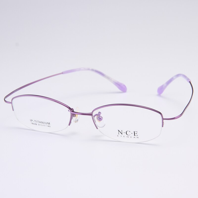 Bclear Women's Semi Rim Titanium Oval Eyeglasses Sc18026 Semi Rim Bclear Light Purple  