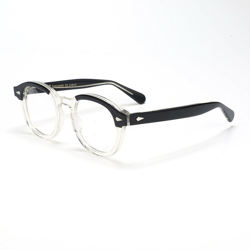 Bclear Unisex Full Rim Round Acetate Three Size S-M-L Frame Eyeglasses 1915 Full Rim Bclear Black Clear  