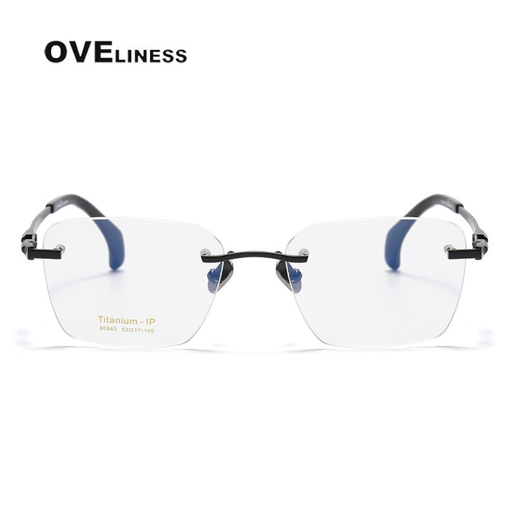 Oveliness Unisex Rimless Square Oval Titanium Eyeglasses 80843 Rimless Oveliness   