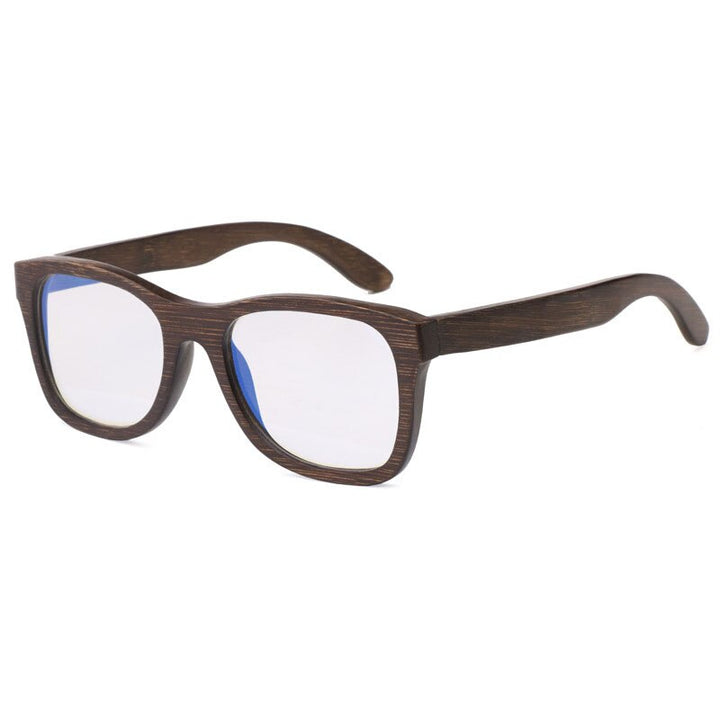Hdcrafter Men's Full Rim Square Wood Eyeglasses 5677 Full Rim Hdcrafter Eyeglasses Default Title  