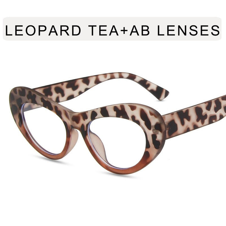 CCSpace Women's Full Rim Big Cat Eye Acetate Titanium Eyeglasses 55514 Full Rim CCspace China Leopard 