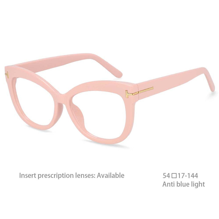 CCSpace Unisex Full Rim Square Cat Eye Resin Frame Eyeglasses 54413 Full Rim CCspace China Pink 