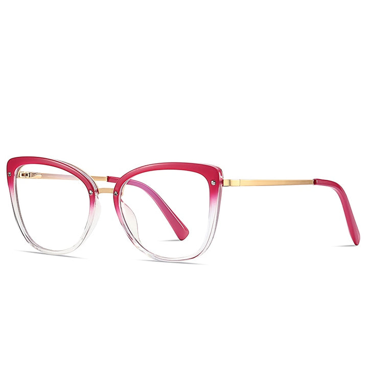 Gmei Women's Full Rim TR 90 Metal Cat Eye Frame Eyeglasses 2076 Full Rim Gmei Optical   