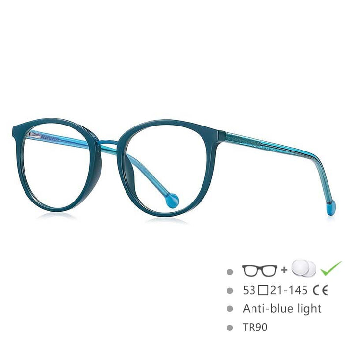 CCSpace Women's Full Rim Oversized Round Tr 90 Titanium Frame Eyeglasses 54561 Full Rim CCspace Blue China 