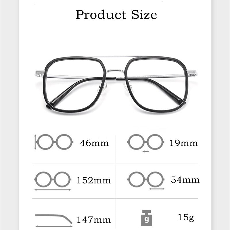 Hdcrafter Unisex Full Rim Big Square Double Bridge Tr 90 Titanium Eyeglasses 2218YJ Full Rim Hdcrafter Eyeglasses   