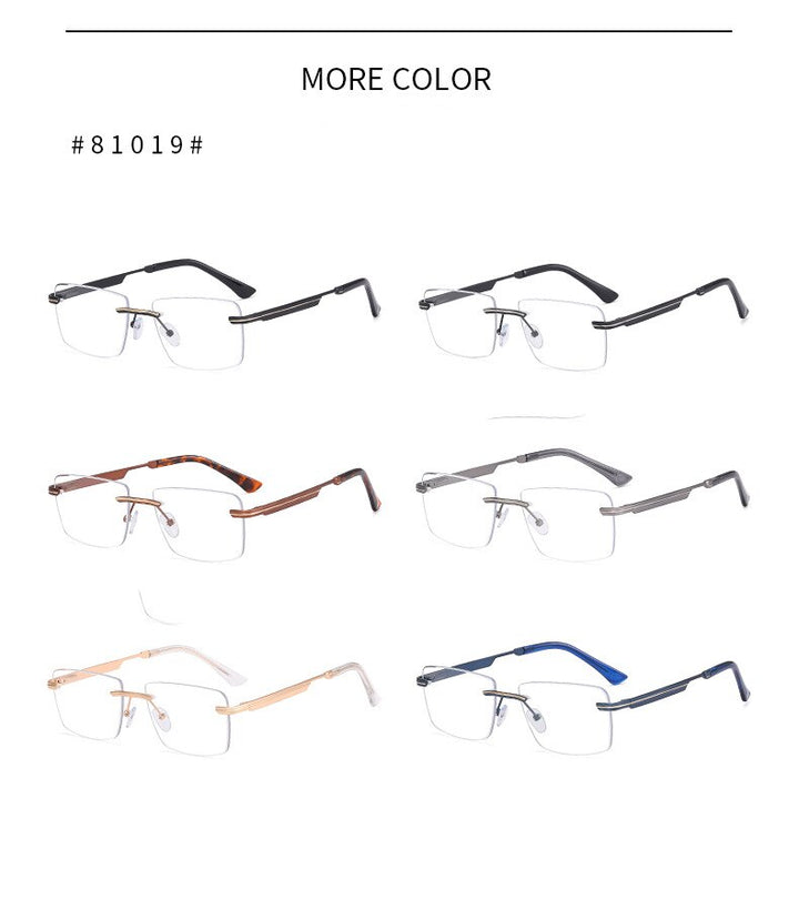 CCspace Unisex Rimless Square Alloy Eyeglasses 55384 Rimless CCspace   