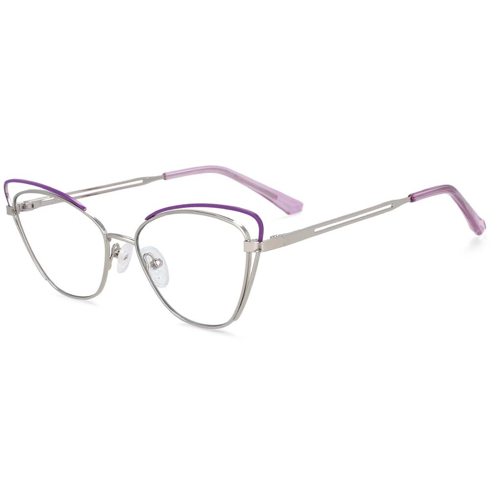 CCSpace Women's Ful Rim Cat Eye Alloy Frame Eyeglasses 54150 Frame CCspace CN Purple 